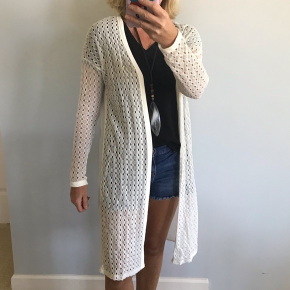 Long White Open Cardigan - Picture 2 of 7